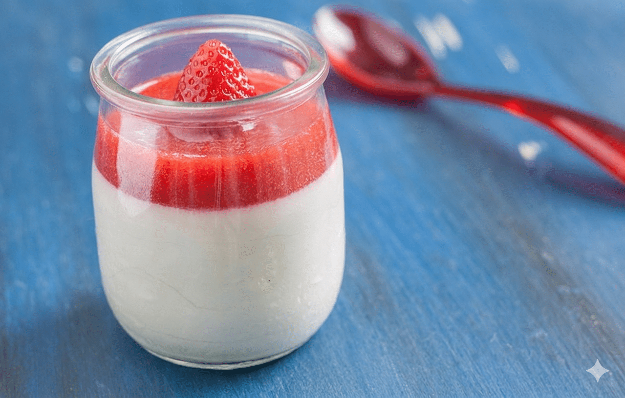 Panna Cotta mit Kamille und frischen Erdbeeren 26